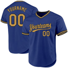 Load image into Gallery viewer, Custom Royal Old Gold-Black Authentic Throwback Baseball Jersey