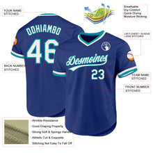 Load image into Gallery viewer, Custom Royal White-Teal Authentic Throwback Baseball Jersey