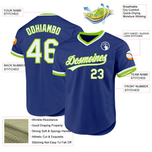 Load image into Gallery viewer, Custom Royal White-Neon Green Authentic Throwback Baseball Jersey