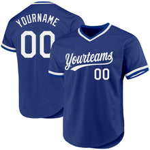 Load image into Gallery viewer, Custom Royal White Authentic Throwback Baseball Jersey