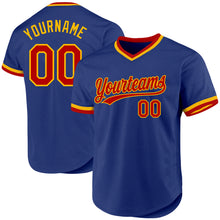 Load image into Gallery viewer, Custom Royal Red-Gold Authentic Throwback Baseball Jersey