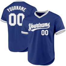 Load image into Gallery viewer, Custom Royal White-Gray Authentic Throwback Baseball Jersey