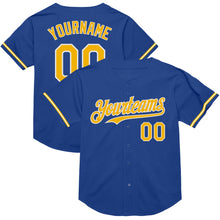 Load image into Gallery viewer, Custom Royal Gold-White Mesh Authentic Throwback Baseball Jersey
