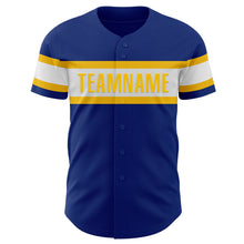 Load image into Gallery viewer, Custom Royal White-Yellow Authentic Baseball Jersey