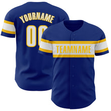 Load image into Gallery viewer, Custom Royal White-Yellow Authentic Baseball Jersey