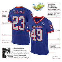 Load image into Gallery viewer, Custom Royal Gray-Red Mesh Authentic Throwback Football Jersey