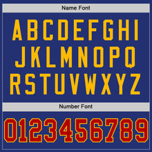Load image into Gallery viewer, Custom Royal Red-Gold Mesh Authentic Throwback Football Jersey