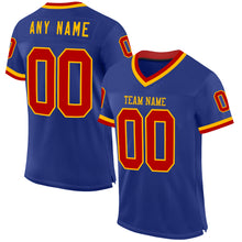 Load image into Gallery viewer, Custom Royal Red-Gold Mesh Authentic Throwback Football Jersey