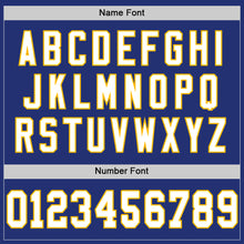 Load image into Gallery viewer, Custom Royal White-Gold Mesh Authentic Throwback Football Jersey