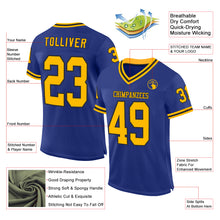 Load image into Gallery viewer, Custom Royal Gold-Black Mesh Authentic Throwback Football Jersey