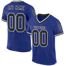 Load image into Gallery viewer, Custom Royal Black-White Mesh Authentic Throwback Football Jersey