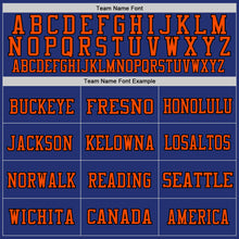 Load image into Gallery viewer, Custom Royal Black-Orange Mesh Authentic Throwback Football Jersey