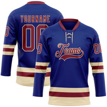 Load image into Gallery viewer, Custom Royal Crimson-Cream Hockey Lace Neck Jersey
