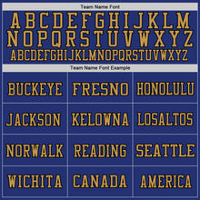 Load image into Gallery viewer, Custom Royal Black-Old Gold Mesh Authentic Throwback Football Jersey