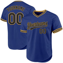 Load image into Gallery viewer, Custom Royal Black-Old Gold Authentic Throwback Baseball Jersey
