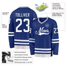 Load image into Gallery viewer, Custom Royal White Hockey Jersey