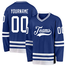 Load image into Gallery viewer, Custom Royal White Hockey Jersey