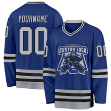 Load image into Gallery viewer, Custom Royal Gray-Black Hockey Jersey