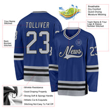Load image into Gallery viewer, Custom Royal Gray-Black Hockey Jersey