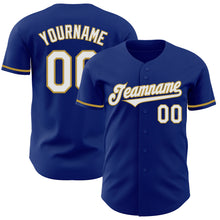 Load image into Gallery viewer, Custom Royal White-Old Gold Authentic Baseball Jersey