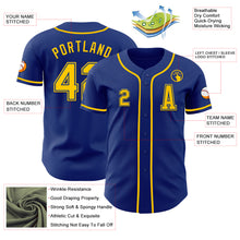 Load image into Gallery viewer, Custom Royal Yellow Authentic Baseball Jersey