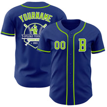 Load image into Gallery viewer, Custom Royal Neon Green-White Authentic Baseball Jersey