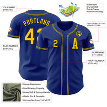 Load image into Gallery viewer, Custom Royal Yellow-Black Authentic Baseball Jersey
