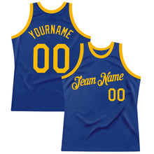 Load image into Gallery viewer, Custom Royal Gold Authentic Throwback Basketball Jersey