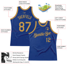 Load image into Gallery viewer, Custom Royal Old Gold Authentic Throwback Basketball Jersey