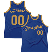 Load image into Gallery viewer, Custom Royal Old Gold Authentic Throwback Basketball Jersey