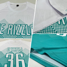 Load image into Gallery viewer, Custom Aqua White Sublimation Soccer Uniform Jersey