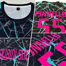 Load image into Gallery viewer, Custom Black Pink-Aqua Sublimation Soccer Uniform Jersey