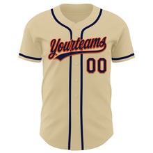 Load image into Gallery viewer, Custom Sand Navy-Orange Authentic Baseball Jersey