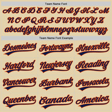 Load image into Gallery viewer, Custom Sand Navy-Orange Authentic Baseball Jersey