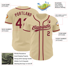Load image into Gallery viewer, Custom Sand Crimson Authentic Baseball Jersey