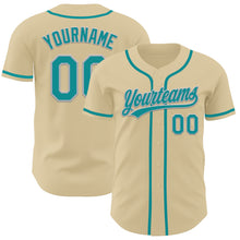 Load image into Gallery viewer, Custom Sand Teal-Gray Authentic Baseball Jersey