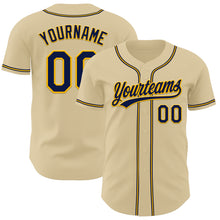 Load image into Gallery viewer, Custom Sand Navy-Gold Authentic Baseball Jersey