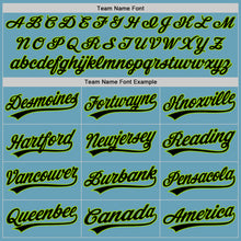 Load image into Gallery viewer, Custom Shadow Blue Black-Neon Green Authentic Baseball Jersey