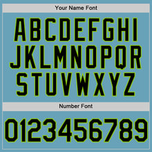 Load image into Gallery viewer, Custom Shadow Blue Black-Neon Green Authentic Baseball Jersey