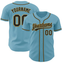 Load image into Gallery viewer, Custom Shadow Blue Black-Old Gold Authentic Baseball Jersey