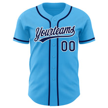 Load image into Gallery viewer, Custom Sky Blue Navy-White Authentic Baseball Jersey