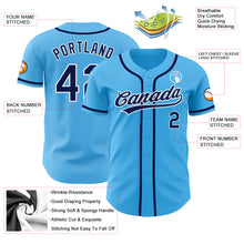 Load image into Gallery viewer, Custom Sky Blue Navy-White Authentic Baseball Jersey