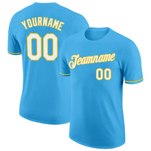 Load image into Gallery viewer, Custom Sky Blue White-Yellow Performance T-Shirt