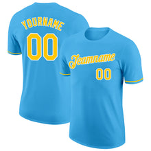 Load image into Gallery viewer, Custom Sky Blue Yellow-White Performance T-Shirt