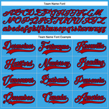 Load image into Gallery viewer, Custom Sky Blue Red-Navy Hockey Lace Neck Jersey