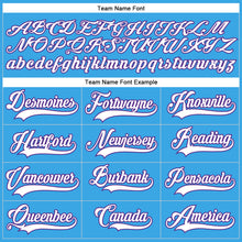 Load image into Gallery viewer, Custom Sky Blue White-Purple Hockey Lace Neck Jersey