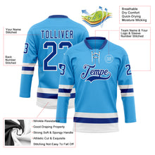 Load image into Gallery viewer, Custom Sky Blue Royal-White Hockey Lace Neck Jersey