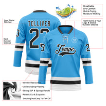 Load image into Gallery viewer, Custom Sky Blue Black-White Hockey Lace Neck Jersey