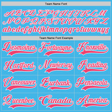 Load image into Gallery viewer, Custom Sky Blue Neon Pink-White Hockey Lace Neck Jersey