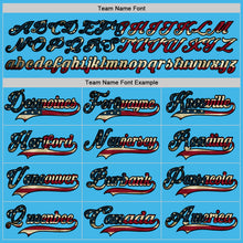 Load image into Gallery viewer, Custom Sky Blue Vintage USA Flag Black-Maroon Hockey Lace Neck Jersey